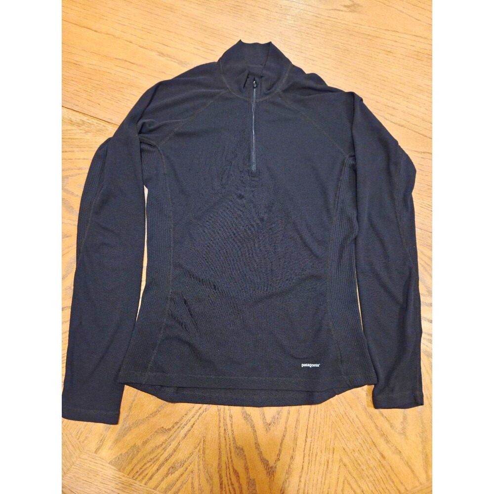 Patagonia Capilene Midweight Top Womens M Black Quarter Zip Base Layer Hiking